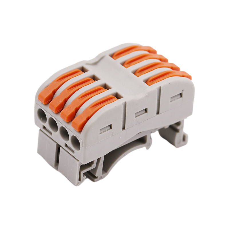 4 In 4 Out Orange DIN Rail Terminal Snabbkoppling